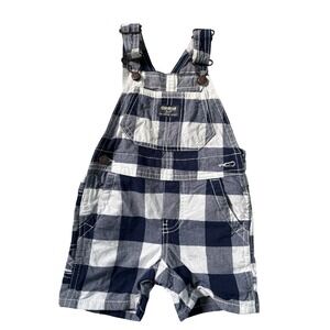 OshKosh Bgosh 18M Navy Buffalo Plaid Cotton Short Overalls Vestbak GCL104556-SSI